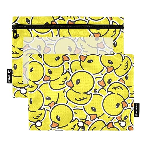 MCHIVER Duck Pencil Pouch for 3 Ring Binder Pencil Pouches with Zippers Clear Window Binder Pockets Pencil Bags for Adults Work Daily Office 2 Packs von MCHIVER