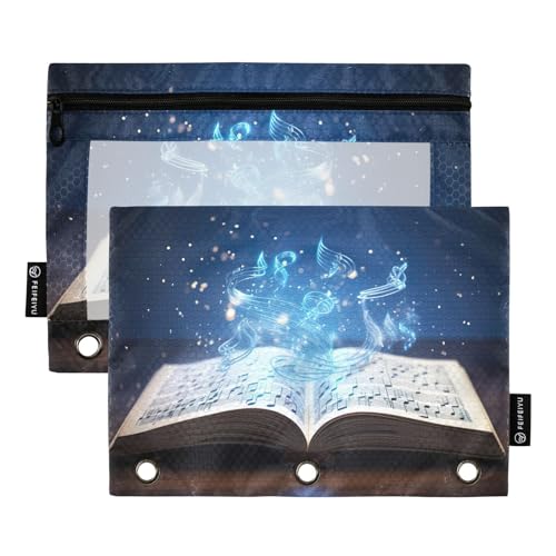 MCHIVER Federmäppchen mit offenem Buch für 3-Ringbinder, Bleistifttaschen mit Reißverschlüssen, transparentes Fenster, Bindertaschen, Bleistiftbeutel für Erwachsene, Arbeit, Alltag, Büro, 2 Packungen von MCHIVER