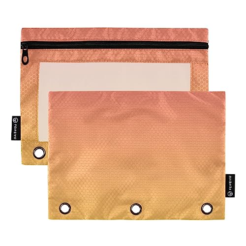 MCHIVER Gelb Orange Farbverlauf Bleistift Tasche für 3 Ringbuch-Bleistiftbeutel mit Reißverschlüssen Klarsichtfenster Binder Taschen Bleistift Taschen für Büro Arbeit Täglicher Organzier 2 Packungen von MCHIVER