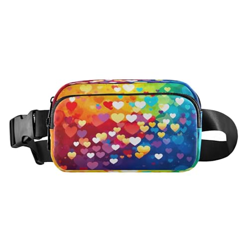 MCHIVER Gürteltasche für Damen und Herren, Motiv: Aquarell, Herz, Regenbogen, Umhängetasche, modische Hüfttasche, Geldbörse mit verstellbarem Riemen, Reise-Brusttasche für Outdoor, Shopping, Reisen, von MCHIVER