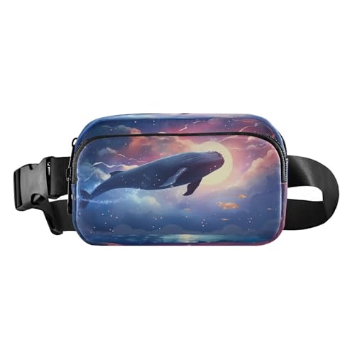 MCHIVER Gürteltasche für Damen und Herren, Motiv: Whales Sky Clouds, modische Gürteltasche, Geldbörse mit verstellbarem Riemen, Hüfttasche für Einkaufen, Reisen, Mehrfarbig, Large von MCHIVER