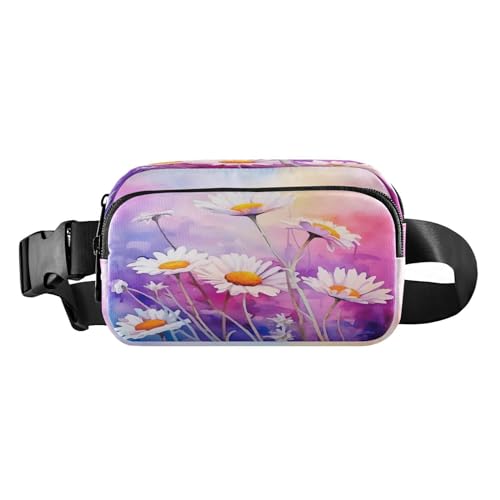 MCHIVER Gürteltasche mit Blättermotiv Gänseblümchen für Damen und Herren, modische Gürteltasche mit verstellbarem Riemen, Bauchtasche für Einkäufe und Reisen, Mehrfarbig, Large von MCHIVER