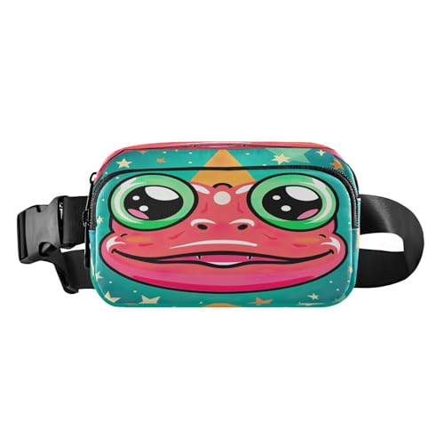 MCHIVER Gürteltasche mit Cartoon-Frosch-Motiv, für Damen und Herren, modische Gürteltasche mit verstellbarem Riemen, Reise-Brusttasche für Outdoor, Shopping, Reisen, Mehrfarbig, Large von MCHIVER