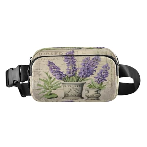 MCHIVER Gürteltasche mit Lavendel-Blumenmuster, Vintage-Stil, für Damen und Herren, modische Gürteltasche, Geldbörse mit verstellbarem Riemen, für Outdoor, Shopping, Reisen, Mehrfarbig, Large von MCHIVER