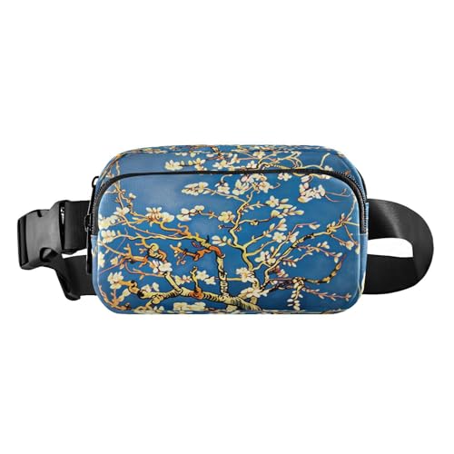 MCHIVER Gürteltasche mit Mandelblüten für Damen und Herren, modische Gürteltasche mit verstellbarem Riemen, Hüfttasche für Einkaufen, Reisen, Mehrfarbig, Large von MCHIVER