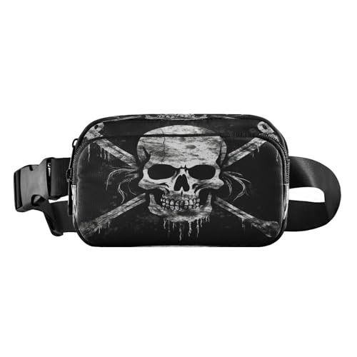 MCHIVER Gürteltasche mit Piratenschädel für Damen und Herren, Umhängetasche, modische Hüfttasche, Geldbörse mit verstellbarem Riemen, Bauchtasche für Einkaufen, Reisen, Mehrfarbig, Large von MCHIVER