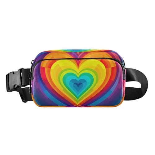 MCHIVER Gürteltasche mit Regenbogenherz, bunt, für Damen und Herren, modische Gürteltasche mit verstellbarem Riemen, Bauchtasche für Outdoor, Workout, Reisen, Mehrfarbig, Large von MCHIVER