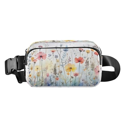 MCHIVER Gürteltasche mit Wildblumen, Aquarellfarben, für Damen und Herren, modische Gürteltasche mit verstellbarem Riemen, Bauchtasche für Outdoor, Einkaufen, Reisen, Mehrfarbig, Large von MCHIVER