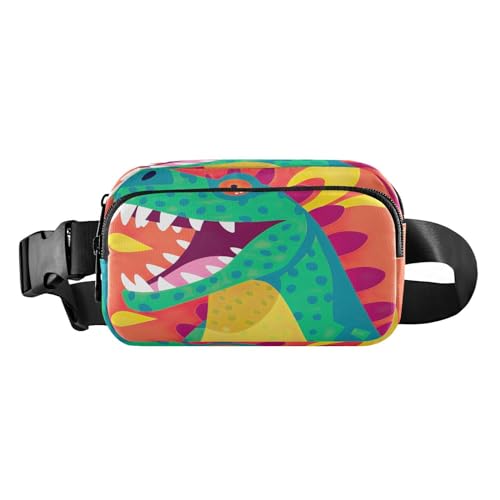 MCHIVER Gürteltasche mit niedlichem Dinosaurier-Motiv, für Damen und Herren, modische Gürteltasche, mit verstellbarem Gurt, für Einkaufen, Reisen, Mehrfarbig, Large von MCHIVER