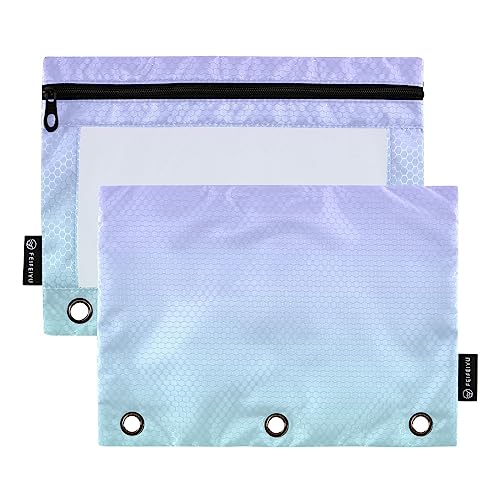 MCHIVER Lila Grün Farbverlauf Bleistift Tasche für 3 Ringbuch-Bleistiftbeutel mit Reißverschlüssen Klarsichtfenster Binder Taschen Bleistift Taschen für Büro tägliche Arbeit 2 Packungen von MCHIVER