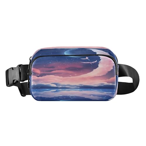 MCHIVER Moon Sky Cloud Bauchtasche für Damen und Herren, Crossbody-Gürteltasche, modische Hüfttasche, Geldbörse mit verstellbarem Riemen, für Shopping, Reisen, Mehrfarbig, Large von MCHIVER