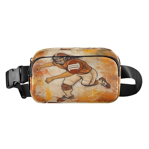 MCHIVER Retro American Football Player Bauchtasche für Damen und Herren, Crossbody-Gürteltasche, modische Hüfttasche mit verstellbarem Riemen, Hüfttasche für Shopping, Reisen, Mehrfarbig, Large von MCHIVER