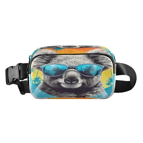 MCHIVER Sonnenbrille Koala Palm Bauchtasche für Damen und Herren, Crossbody-Gürteltasche, modische Hüfttasche mit verstellbarem Riemen, Hüfttasche zum Laufen, Wandern, Radfahren, Mehrfarbig, Large von MCHIVER