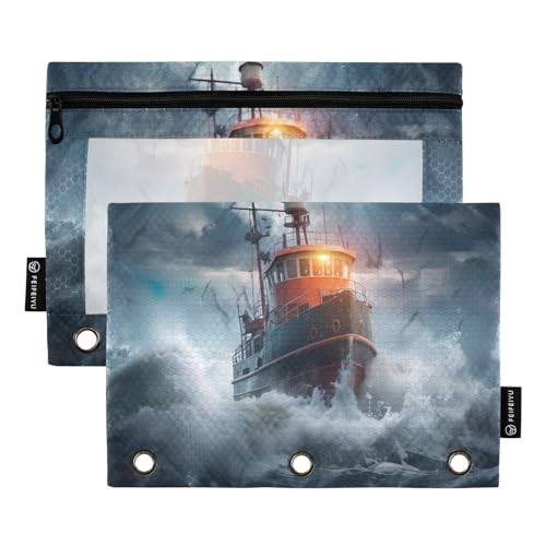 MCHIVER Stormy Federmäppchen für 3-Ringbinder, Federmäppchen mit Reißverschluss, transparentes Fenster, Bindertaschen, Bleistiftbeutel für Arbeit, Alltag, Büro, 2 Packungen von MCHIVER