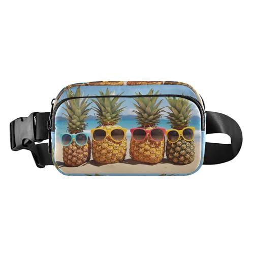 MCHIVER Strand-Sonnenbrille, Ananas-Bauchtasche für Damen und Herren, Crossbody-Gürteltasche, modische Hüfttasche, Geldbörse mit verstellbarem Riemen, Hüfttasche für Teenager, Mädchen, Jungen, von MCHIVER