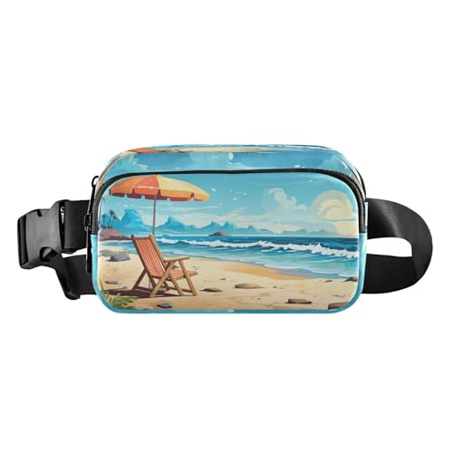 MCHIVER Sunny Beach Sea Wave Bauchtasche für Damen und Herren, Crossbody-Gürteltasche, modische Hüfttasche, Geldbörse mit verstellbarem Riemen, Bauchtasche für Radfahren, Laufen, Wandern, Mehrfarbig, von MCHIVER