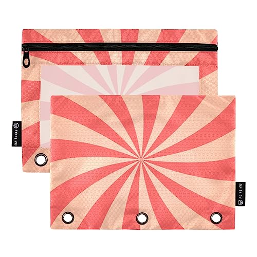 MCHIVER Twirl Pink Pencil Pouch for 3 Ring Binder Pencil Pouches with Zippers Clear Window Binder Pockets Pencil Bags for Work Office Daily Organzier 2 Packs von MCHIVER