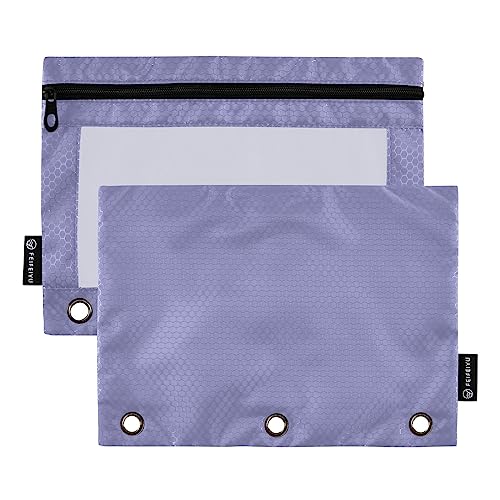 MCHIVER Violettes Federmäppchen für 3-Ringbuch-Bleistiftbeutel mit Reißverschlüssen, durchsichtiges Fenster, Bindertaschen, Bleistiftbeutel für den täglichen Gebrauch im Büro, 2 Packungen von MCHIVER