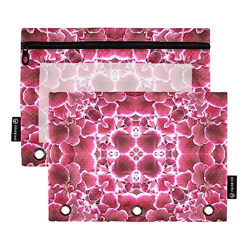 MCHIVER Viva Magenta Mandala Floral Pencil Pouch for 3 Ring Binder Pencil Pouches with Zippers Clear Window Binder Pockets Pencil Bags for Work Office Daily Organzier 2 Packs von MCHIVER