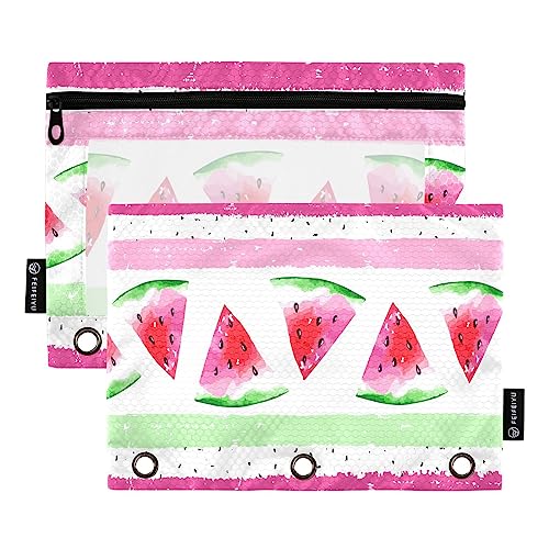 MCHIVER Watermelon Pencil Pouch for 3 Ring Binder Pencil Pouches with Zippers Clear Window Binder Pockets Pencil Bags for Work Daily Office 2 Packs von MCHIVER