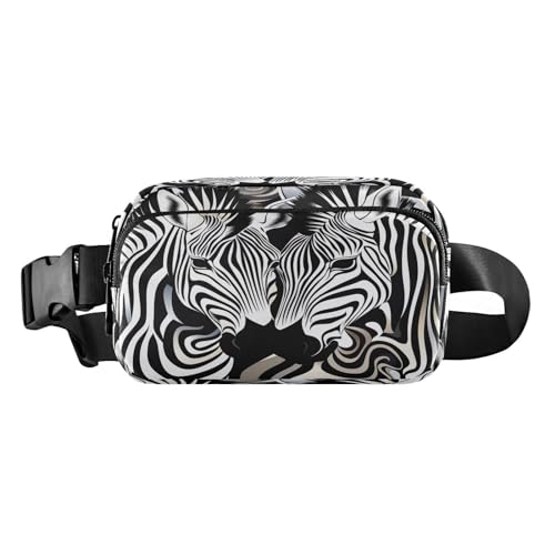 MCHIVER Zebra Gürteltasche für Damen und Herren, modische Gürteltasche mit verstellbarem Riemen, für Outdoor, Shopping, Reisen, Schwarz / Weiß, Mehrfarbig, Large von MCHIVER