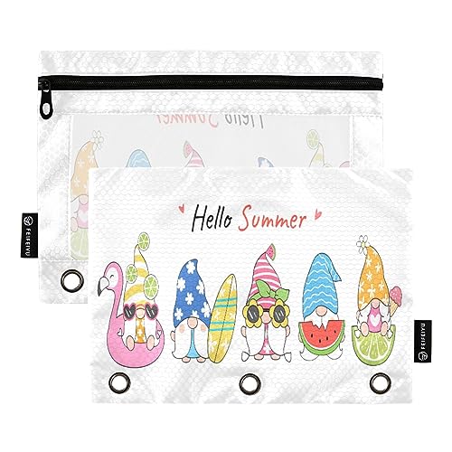 MCHIVER Zwerg Sommer Stil Bleistift Tasche für 3 Ringbuch Bleistift Taschen mit Reißverschlüssen Klarfenster Binder Taschen Bleistift Taschen für Büro Arbeit Täglich Organzier 2 Packungen von MCHIVER