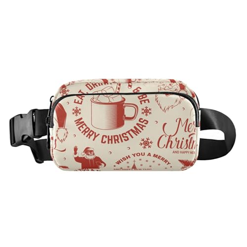 Merry Christmas Santa Fanny Pack für Damen Herren Crossbody Gürteltasche Mode Taille Packs Geldbörse mit verstellbarem Riemen Bumbags für Shopping Reisen, Mehrfarbig, Large von MCHIVER