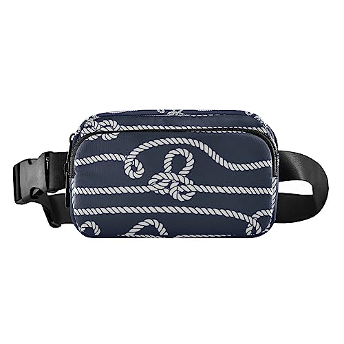 Nautical Anchors Wavy Fanny Pack for Women Men Crossbody Belt Bag Fashion Waist Packs Purse with Adjustable Strap Hip Bag for Workout Travel Outdoors, Marine Seil Knoten, Large von MCHIVER