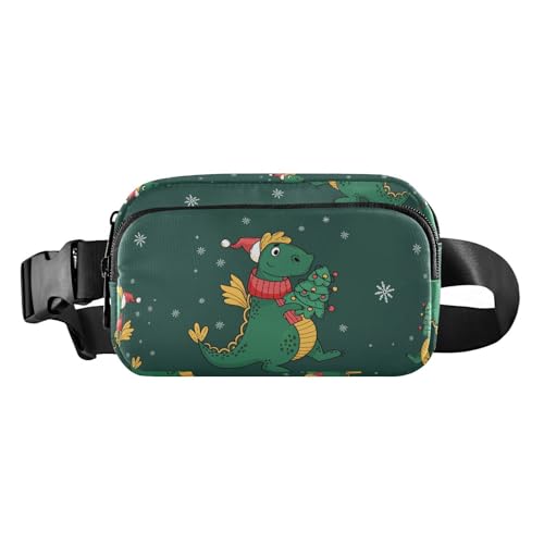 Santa Hat Cute Dinosaur Fanny Pack for Women Men Crossbody Belt Bag Fashion Waist Packs Purse with Adjustable Strap Bumbags for Outdoor Shopping Traveling, Mehrfarbig, Large von MCHIVER