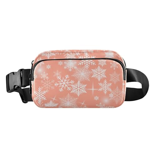 Schneeflocke Weihnachten Orange Bauchtasche für Damen Herren Crossbody Gürteltasche Mode Taille Packs Geldbörse mit verstellbarem Riemen Dupes für Shopping Reisen, Mehrfarbig, Large von MCHIVER