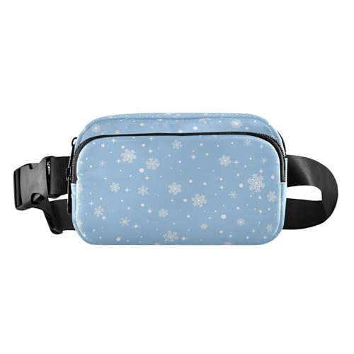 Snowfall Christmas Stars Blue Fanny Pack for Women Men Crossbody Belt Bag Fashion Waist Packs Purse with Adjustable Strap Bum Bag for Outdoors Workout Travel, Mehrfarbig, Large von MCHIVER