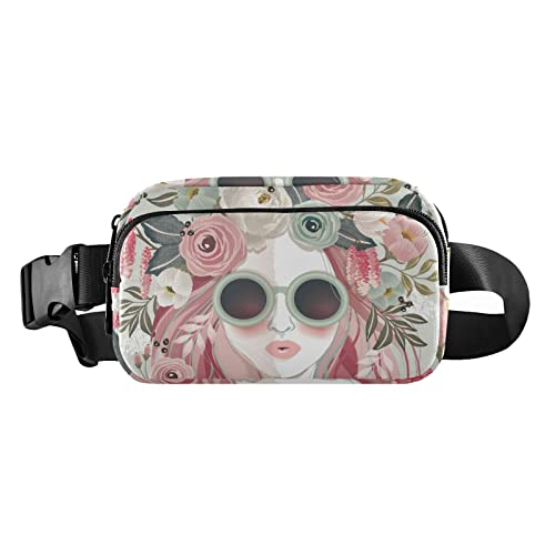 Sonnenbrille Mädchen Floral Fanny Pack für Damen Herren Crossbody Gürteltasche Mode Taille Packs Geldbörse mit verstellbarem Riemen Bumbags zum Laufen Wandern Radfahren, Mehrfarbig, Large von MCHIVER