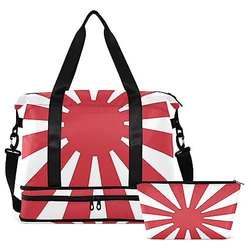 Sunlight Japan Style Travel Duffel Bag for Women Men Gym Bag with Shoe Compartment Wet Pocket Carry On Weekender Overnight Bags for Travel Hospital Gym, Mehrfarbig, Large von MCHIVER