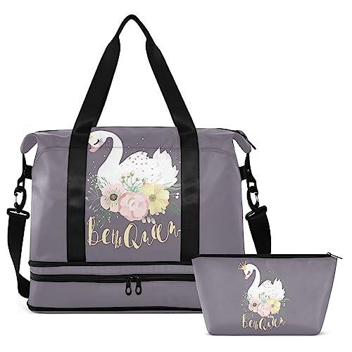 Swan Princess Reisetasche für Damen und Herren, Turnbeutel mit Schuhfach, nasse Tasche, Handgepäck, Wochenendtasche, Übernachtungstaschen für Yoga, Schule, Reisen, Fitnessstudio, Mehrfarbig, Large von MCHIVER