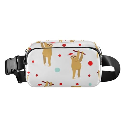 Weihnachten Cartoon Faultier Bauchtasche für Damen Herren Crossbody Gürteltasche Mode Taille Packs Geldbörse mit verstellbarem Riemen Bumbags für Shopping Reisen, Mehrfarbig, Large von MCHIVER