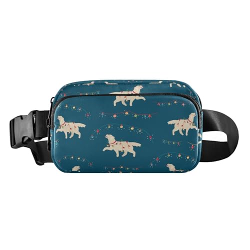 Weihnachten Hund Lichter Fanny Pack für Damen Herren Crossbody Gürteltasche Mode Taille Packs Geldbörse mit verstellbarem Gurt Hüfttasche für Shopping Reisen, Mehrfarbig, Large von MCHIVER