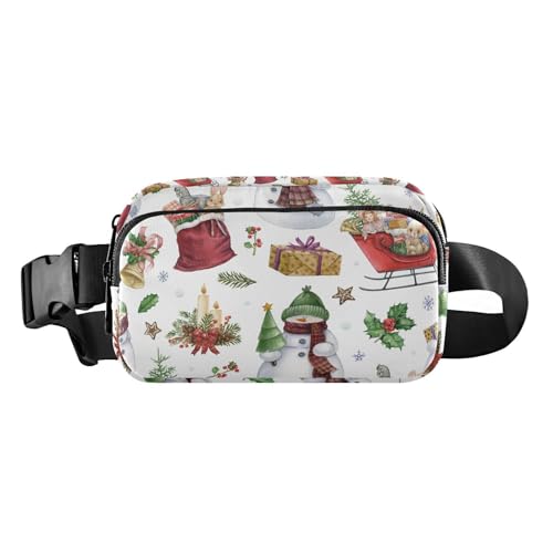 Weihnachten Weihnachtsmann Schneemann Kerze Fanny Pack für Damen Herren Crossbody Gürteltasche Mode Taille Packs Geldbörse mit verstellbarem Gurt Hüfttasche für Radfahren Laufen Wandern, Mehrfarbig, von MCHIVER