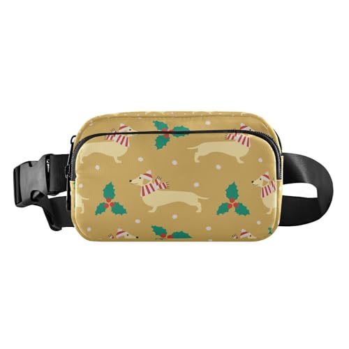 Weihnachtliche Hunde Schals Bauchtasche für Damen Herren Crossbody Gürteltasche Mode Taille Packs Geldbörse mit verstellbarem Riemen Bumbags für Shopping Reisen, Mehrfarbig, Large von MCHIVER