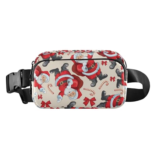 Weihnachtsmann-Bauchtasche für Damen und Herren, Crossbody-Gürteltasche, modische Hüfttasche, Geldbörse mit verstellbarem Riemen, Bauchtasche für Workout, Reisen, im Freien, Mehrfarbig, Large von MCHIVER