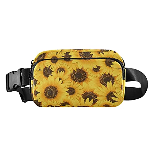 Wild Sunflower Blossom Fanny Pack for Women Men Crossbody Belt Bag Fashion Waist Packs Purse with Adjustable Strap Travel Chest Bag for Teen Girls Boys, Mehrfarbig, Large von MCHIVER