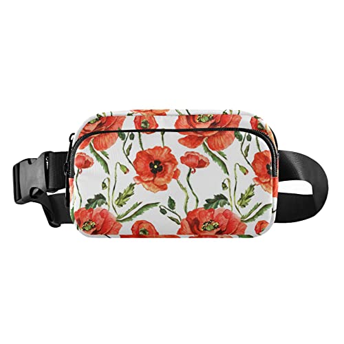 Wildflower Poppy Flower Fanny Pack for Women Men Crossbody Belt Bag Fashion Waist Packs Purse with Adjustable Strap Bumbags for Teen Girls Boys, Mehrfarbig, Large von MCHIVER