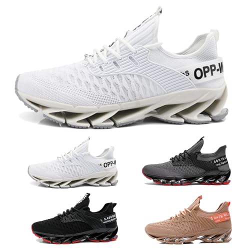 Laufschuhe Herren Damen Sportschuhe Atmungsaktiv Leichte Turnschuhe Straßenlaufschuhe Outdoor Schuhe Fashion Gym Fitness Sneaker 18 White 43 von MCIVOXER