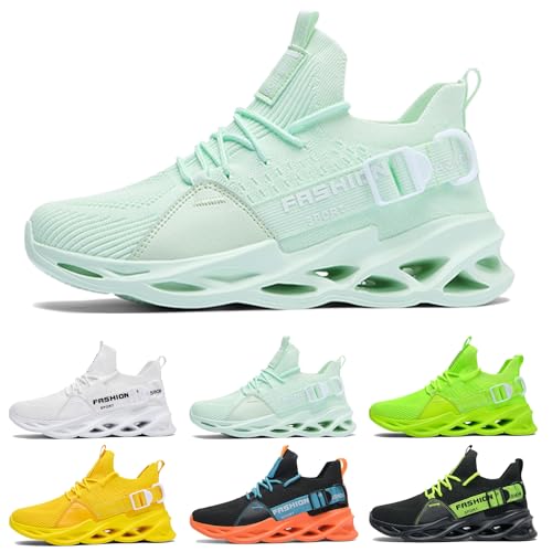 Laufschuhe Herren Damen Sportschuhe Atmungsaktiv Leichte Turnschuhe Straßenlaufschuhe Outdoor Schuhe Fashion Gym Fitness Sneaker G133 Light Green 45 von MCIVOXER