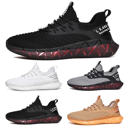 Laufschuhe Herren Damen Sportschuhe Atmungsaktiv Leichte Turnschuhe Straßenlaufschuhe Outdoor Schuhe Fashion Gym Fitness Sneaker G156 Black 39 von MCIVOXER