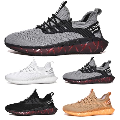 Laufschuhe Herren Damen Sportschuhe Atmungsaktiv Leichte Turnschuhe Straßenlaufschuhe Outdoor Schuhe Fashion Gym Fitness Sneaker G156 Gray 42 von MCIVOXER