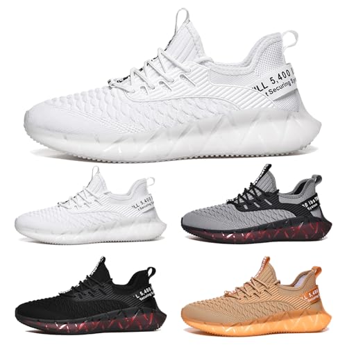 Laufschuhe Herren Damen Sportschuhe Atmungsaktiv Leichte Turnschuhe Straßenlaufschuhe Outdoor Schuhe Fashion Gym Fitness Sneaker G156 White 38 von MCIVOXER