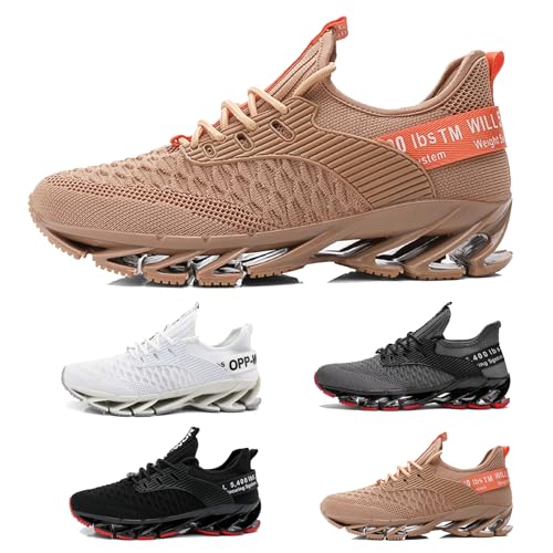 Laufschuhe Herren Damen Sportschuhe Atmungsaktiv Leichte Turnschuhe Straßenlaufschuhe Outdoor Schuhe Fashion Gym Fitness Sneaker 18 Golden 40 von MCIVOXER