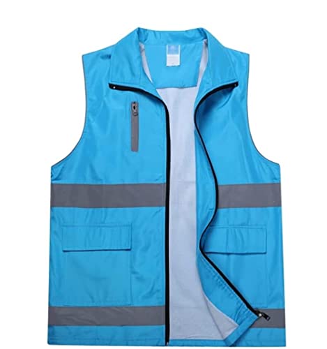 MCLIUJIA Warnweste Reflektierend Reflektierende Westen Mit Taschen Reflektierende Weste for Outdoor-Arbeiten, Joggen, Gehen,- Passungen for Männer Und Frauen Sicherheitsweste(Blue,M) von MCLIUJIA