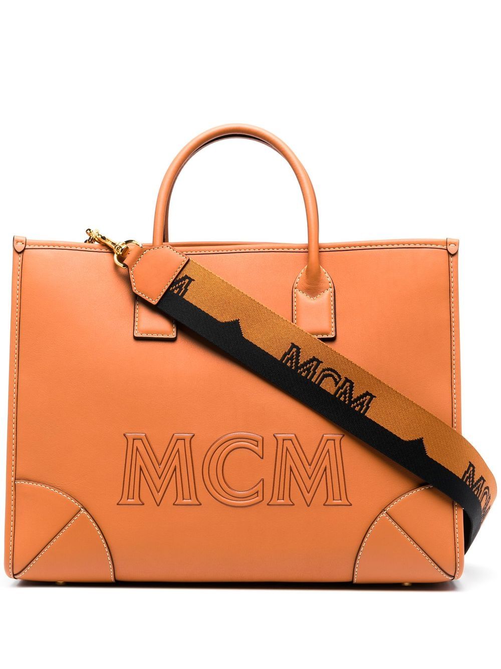 MCM Handtasche mit Logo-Applikation - Braun von MCM