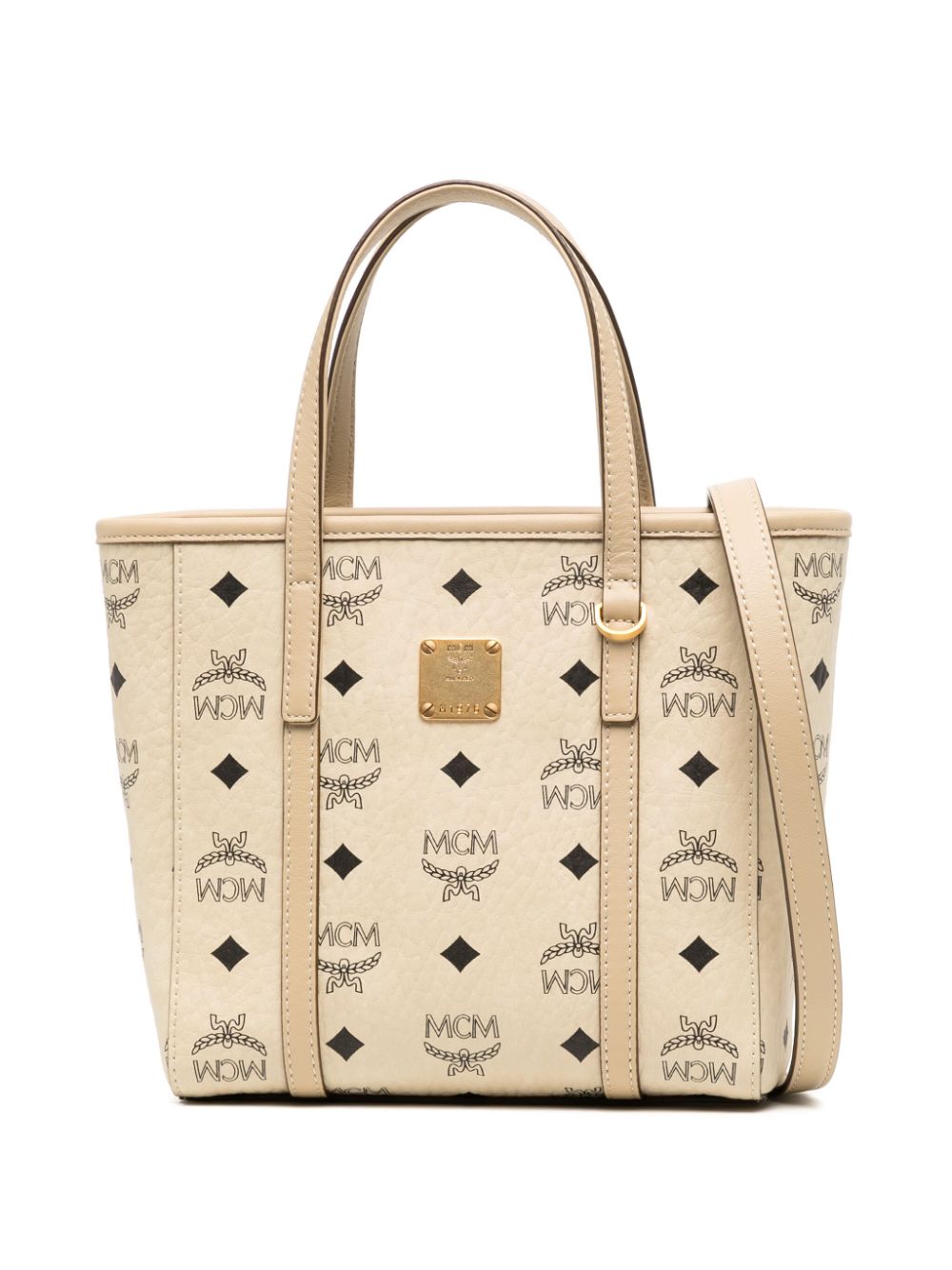 MCM Mini-Tasche mit Monogramm-Print - Nude von MCM